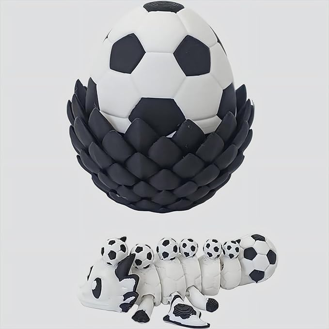 Enchanted 3D Egg with Miniature Inside - Handcrafted Printed Collectible | Fantasy Decor & Gift (Soccer Dragon & Egg (Box))