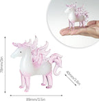 LONGWIN Crystal Pink Unicorn with Wings Animal Collectible Figurines, Hand Blown Glass Animal Gifts for Girls and Women Home Decor