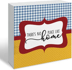 There's No Place Like Home, Motivational Home Decoration, Positive Quote Sign, Desk Decor, Farmhouse Wooden Signs,Housewarming Gift, Box Sign Decor Tabletop, 5.1x5.1inches