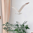 Seagull Hanging Mobile Wooden Flying Bird Decor Nursery Wall Hanging Ornament for Home Nursery Room Balcony Patio Decor