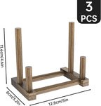 NiHome 6" Multi-Purpose Wooden Display Stands for Plates, Photos, Books, Vinyl Records, Tablets, Small Art Pieces, Retro Style Stable Solid Holder for Home Decor, Retail Displays, Art Showcases (3PCS)