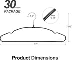 TOPIA HANGER Metal Hangers 30 Pack, Non Slip Clothes Hangers Space Saving, Heavy Duty Rubber Coated Wire Hanger for Coat, Shirt, Dress, Pants-Black, CT12H30