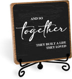 Home Wooden Decor Sign, Farmhouse Plaque with Stand, Warmth Housewarming Gifts for Women Men Family, Table Desk Cubicles Accessories for Living Room Bedroom Home Decorations