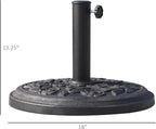 18" 20 Lbs Round Resin Umbrella Base Stand with Decorative Rose Floral Pattern & Easy Setup, Antique Bronze