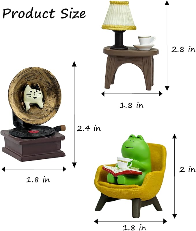 Mevodeata Cute Mini Frog Figurine with Small Sofa Resin Frog Figure for Office Home Decor - Cute Frog Gift for Frog Lovers