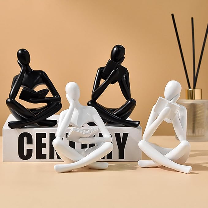 Jinkoozz Reading Women Statue, Thinker Sculptures, Abstract Art Ornament, Modern Aesthetic Figurine Decoration, Suitable for Home Living Room Bedroom Office Shelf Table Desk Bookshelf Decor