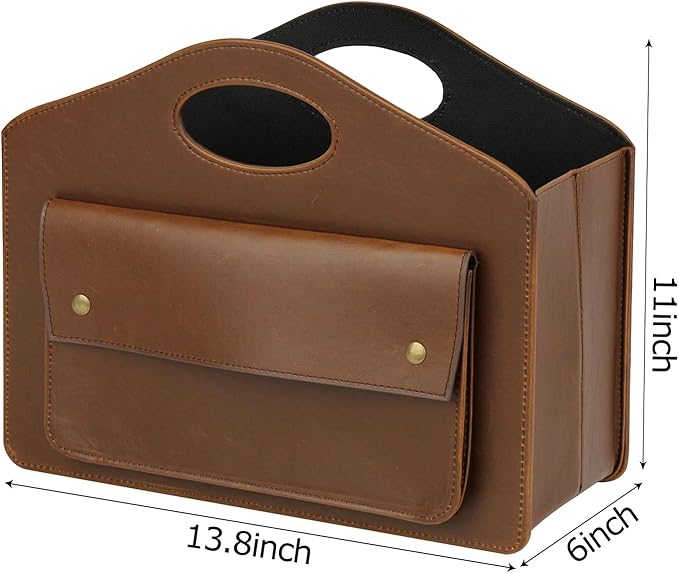 HofferRuffer Magazine Basket Holder, Foldable Magazine Rack, Document File Holder Organizer, File Folder, Newspaper Storage Bin Organizer for Home or Office (Brown)