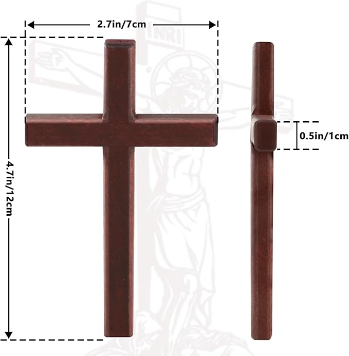 XIPENGKEJI Christian Wooden Cross Wall Hand Held Prayer Crosses Small Wooden Cross with for Decor Christian Gift 4.7 inch with Velvet Bag