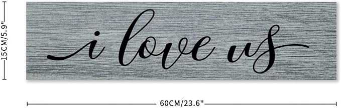 Rustic Wood Sign I Love Us Inspirational Quote Distressed Look Decorative Wooden Sign Vintage Wall Hanging Art Plaque Wall Decoration Home Decor for Farmhouse Room Door Porch Family Sign