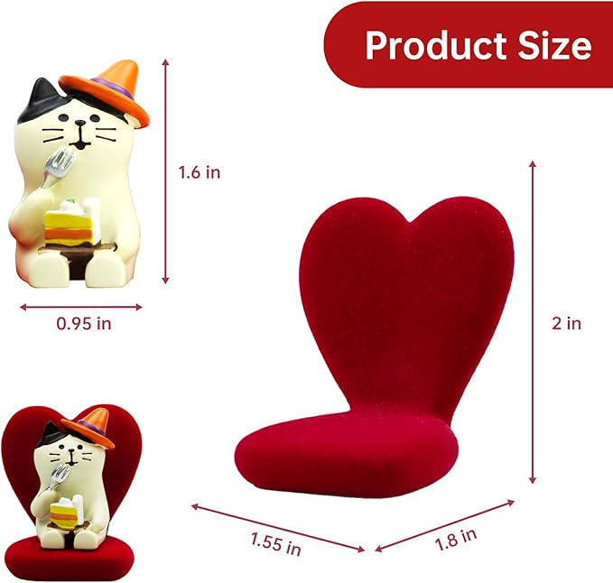 RAQWI Cute Kitten Figurine Eating Cake on Heart-Shaped Sofa, Mini Resin Cat Statue for Office Desk & Home Decoration, Adorable Easter Spring Gift for Cat Lovers, Women, Friends