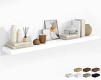 RICHFOCUS 72Inch Floating Shelves for Wall 1 Pack Shelves for Bedroom|Kitchen|Bathroom Wall Mounted Rustic Wood Floating Shelf with Invisible Brackets for Books|Storage|Decor, White