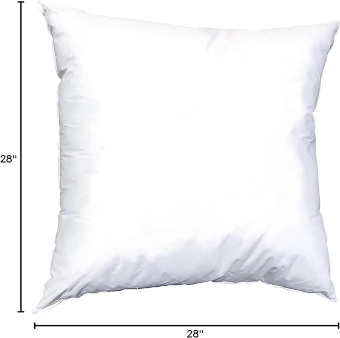 Pillowflex Synthetic Down Pillow Insert - 28x28 Down Alternative, Ultra Soft Large Square European Throw Pillow, Couch Euro Sham, Bed - 1 Decorative Form