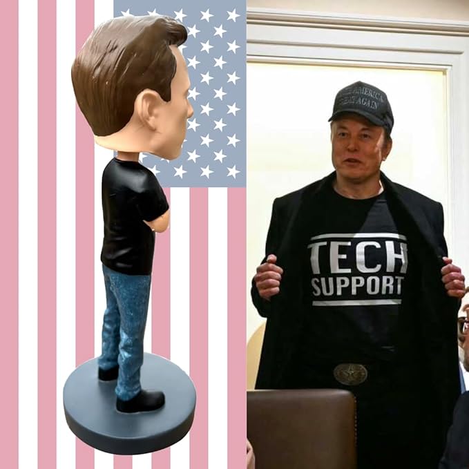 Bobbletopia Elon Musk Bobblehead World Leaders Series | Entrepreneur & American Patriot Collectible, 8" Polyresin Figurine, Comes in Display Box