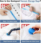 BoxLegend Vacuum Storage Bags with Large Hand Pump 24 Combo (1X-Jumbo, 4 Jumbo, 7 Large, 6 Medium, 6 Small) Thickened Vacuum Seal Bags for Clothing Blanket Pillow Comforters Bedding Quilt Coat