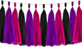 Rose Red Pink and Purple and Black Tassel Garland Paper Tissue Tassels Garland for Party Decorations, Pack of 15