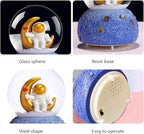 Astronaut Snow Globe Music Box, 80MM Musical Glitter Snow Globe with Color Changing LED Lights, Home Decor Birthday Gifts for Men Women Boys and Girls (Silver)