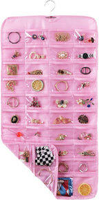 Bloss Valentines Day Gifts for Her,Pink Hanging Jewelry Organizer with 80 Pockets Jewelry Organizers and Storage, Earring Organizer Holder For Jewelry Earring Storage Dating Gifts for Wowen