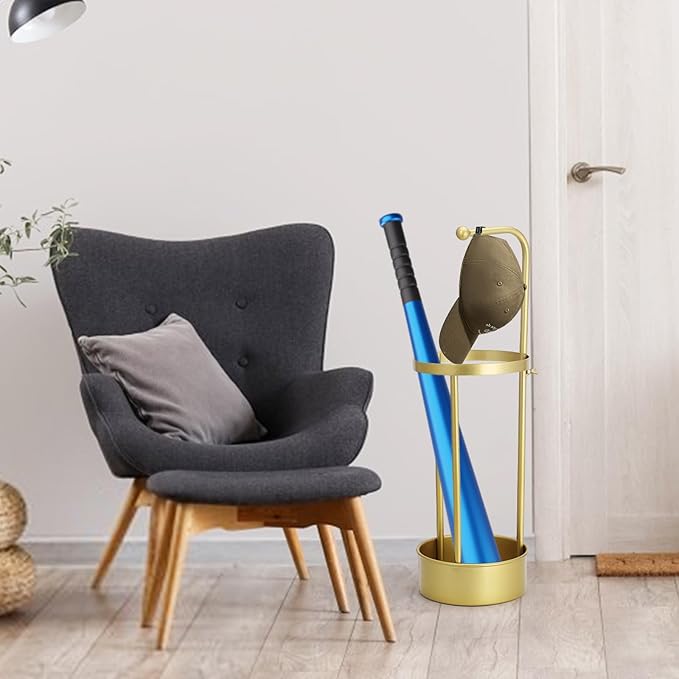 Golden Rust Proof Umbrella Holder, Entrance Drain Umbrella Bucket, Steel Circular Umbrella Holder, Umbrella Storage Rack, Suitable for use in Homes, Offices, Hotel Lobbies （Gold）