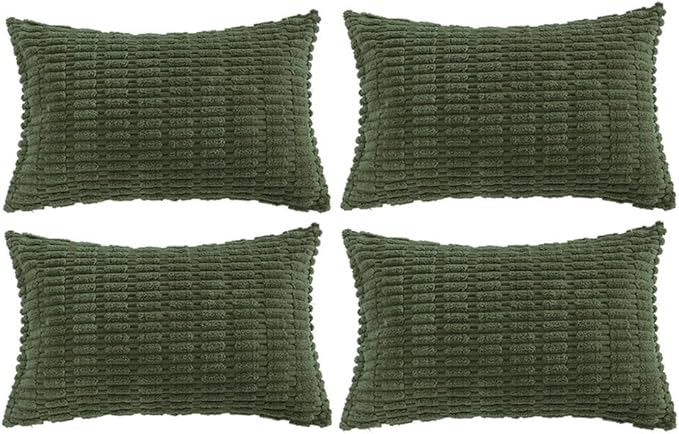 Fancy Homi 4 Packs Decorative Throw Pillow Covers for Living Room Couch Bed, Modern Farmhouse Boho Home Décor Accent Cushion Case, 24" x 12", Olive Green