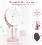 DEIOVWXS Makeup Mirror, 3000mAh Rechargeable Double-Sided Magnifying Vanity Mirror with 3 Colors, 1X/10X, Adjustable Brightness, Gifts for Mom, Mothers Day, Women, Wife, Girls, Dorm Room Essential