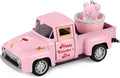 Hxezoc Pink Truck Decor Vintage Metal Truck with Pink Flower Basket Ornament Valentine's Day Farmhouse Tabletop Mantle Decoration for Home Kitchen Office Valentine's Day Theme Party Supplies
