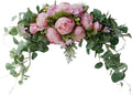 H&S BRIDAL Wedding Arch Flowers, 30 Inch Rustic Artificial Floral Swag for Door Lintel, Green Leaves Rose Peony Sunflowers Table Centerpieces Home Decoration