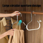 Durable Steel Hangers: Maximize Closet Space with Versatile Storage, Non-Slip Stainless Steel Clothes Rack Organizer for Hats, Ties, Scarves, Clothes (4, Black)