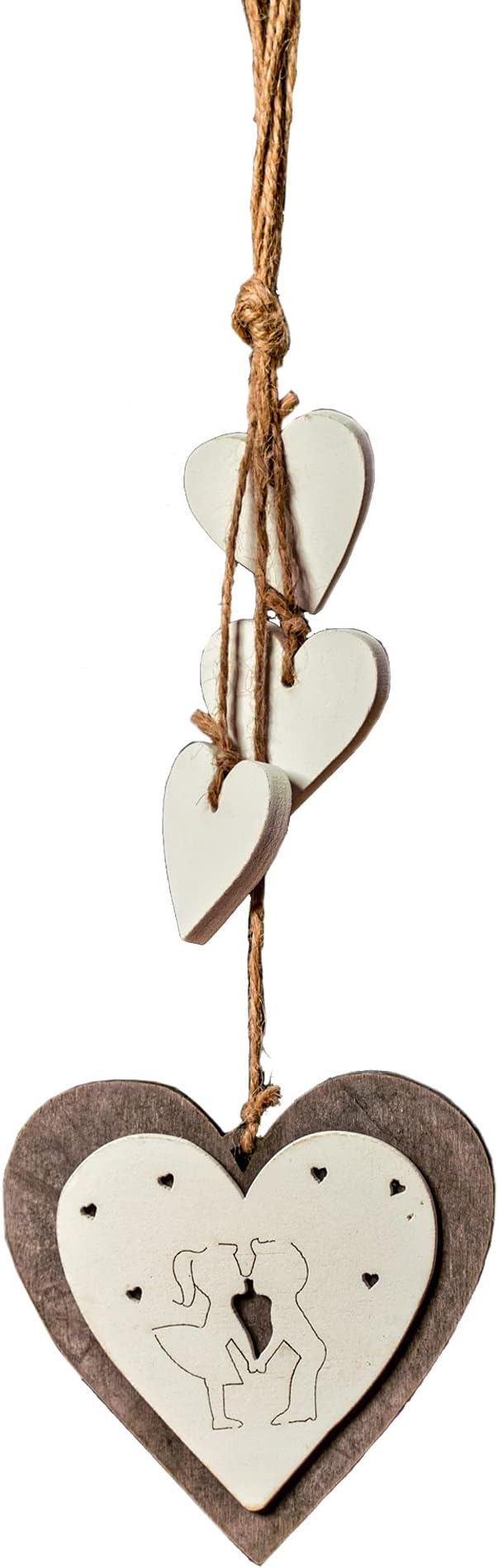 Sun&Beam Heart-shaped Wooden Decorative Hanging Handmade Hearts Ornaments for Wedding Party Valentine Christmas Home Decoration Car Décor (X-#7, 1Pcs)