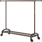 Heavy Duty Clothes Rack for Hanging Clothes Extendable Rolling Clothing Rack for Hanging Clothes 51 to 71" W x 16.53" D x 65" to 71" H 350lbs Snap Adjust Height Coat Rack