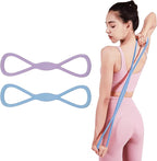 2 Pack Figure 8 Resistance Bands with Handles, Silicone Exercise Bands for Arm, Back, Chest, Shoulder, 15 & 25LB Set