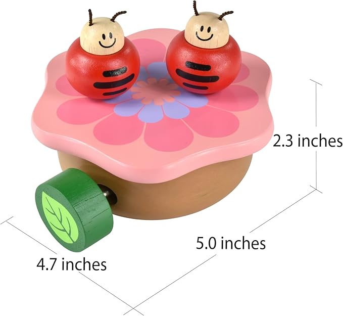 I'm Wooden Music Box Mechanism - Rock n Roll Dancing Bug on Flower Playing Minuet No.3 for Kids (Ladybug)