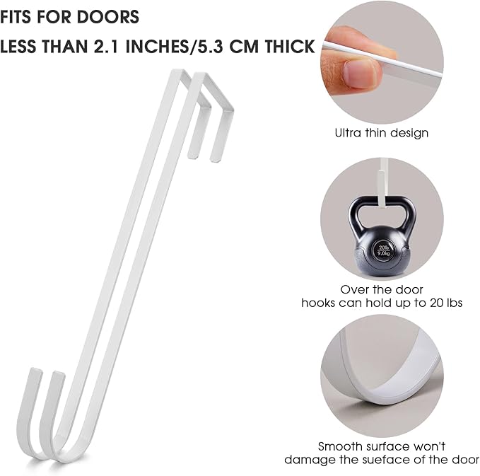 12 in Wreath Hanger White Wreath Hangers for Front Door 2 Pack Wreaths Hangers Hook Over The Door Hook Christmas Wreaths Holder Halloween Xmas Easter Outdoor Home Party Decorations
