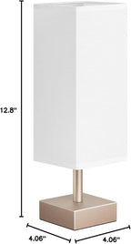 aooshine Antique Small Table Lamp - Bedside Lamp for Bedroom, Minimalist Nightstand Lamp with Square Fabric Shade, Desk Lamp for Kids Room Dorm