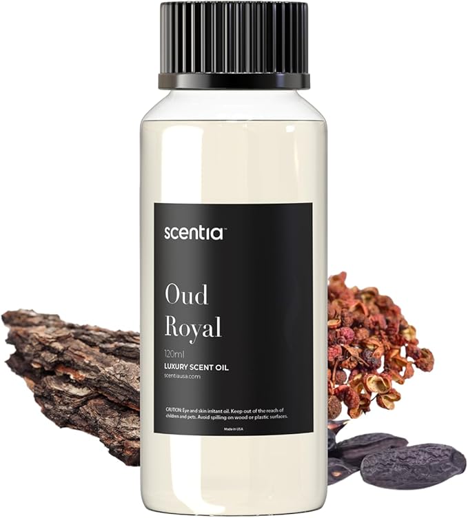 Scentia Oud Royal Hotel Diffuser Oil 120 ml | Oud Royal for Scent Diffuser | Thanksgiving & Holiday Gift Luxurious Aroma, Niche Scent, Cardamom, Rosewood & Oud | Aromatherapy Fragrance