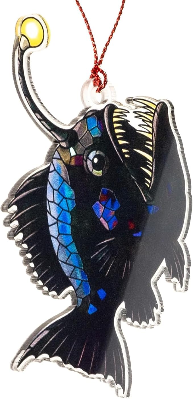 Anglerfish Christmas Ornaments 2026, Unique Fishing Ornaments for Christmas Tree, Sea Gifts for Fisherman Men Women Boys Teens, Inner Light Inspirational Decoration for Holiday Display, Ugly Ornament