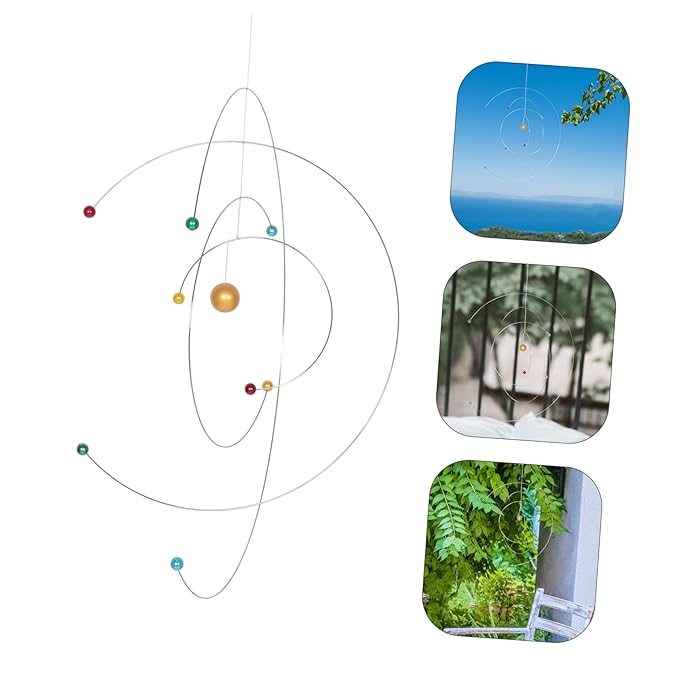 Atom Hanging Mobile Modern Science Model Wind Chime for Space Enthusiast Educational Classroom Decor 11.41In Pendant