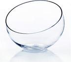 WGV Slant Cut Bowl Glass Vase, Width 11", Height 9.5", Clear Terrarium, Candy Dish, Fruit Jar, Floral Container for Wedding Party Event, Home Office Decor, 1 Piece