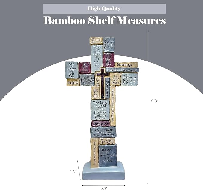 Imerance Inspirational Resin Standing Cross,12 Inch Christian Crucifix Wall Cross,Prayer and Transmission of Happiness With Love and Trust Catholic Decor,Catholic Gifts and Religious Gifts for Women