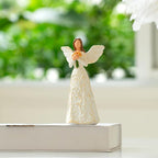 Hand-Painted Angel Figurine with Sunflower & Tree of Life Design - Collectible Sculpture for Retirement Gifts.