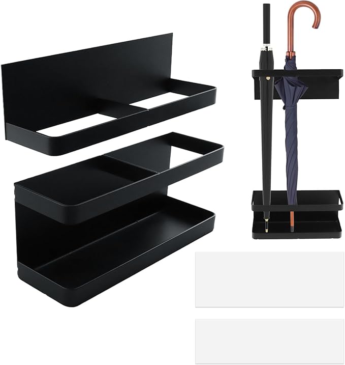 Bitray Umbrella Stand Holder Metal Wall Mounted Umbrella Stand Space Saving Organizer for Home Office Decor - Black