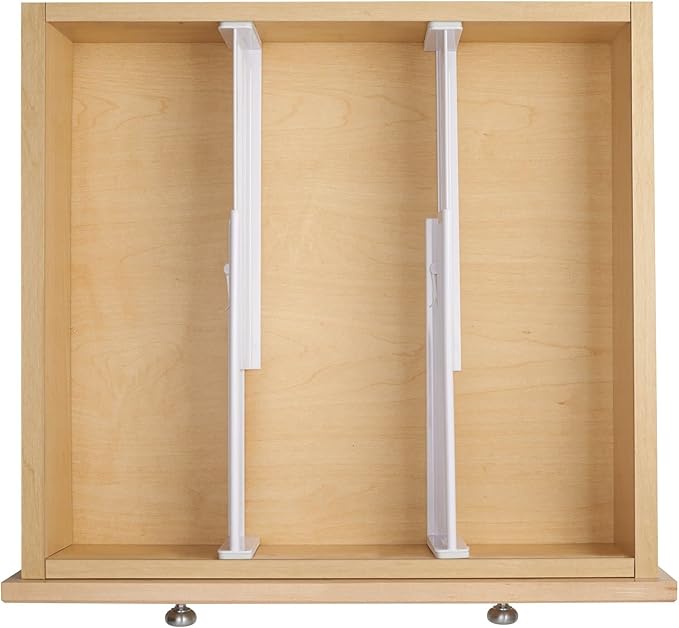 mDesign Expandable Dresser Drawer Divider with Foam Ends, Drawer Divider Locks in Place, Separators for Clothing and Accessories in Closet or Dresser Drawer, Ligne Collection, 4 Pack, White
