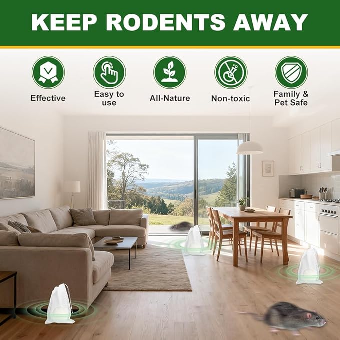 12 Pack,Natural Peppermint Oil Mice Repellent Indoor/Outdoor, Pest Control Moth Balls to Get Rid of Rats Mice Squirrels Rodent Spider Ant Mosquito Cockroach-Family & Pet Safe