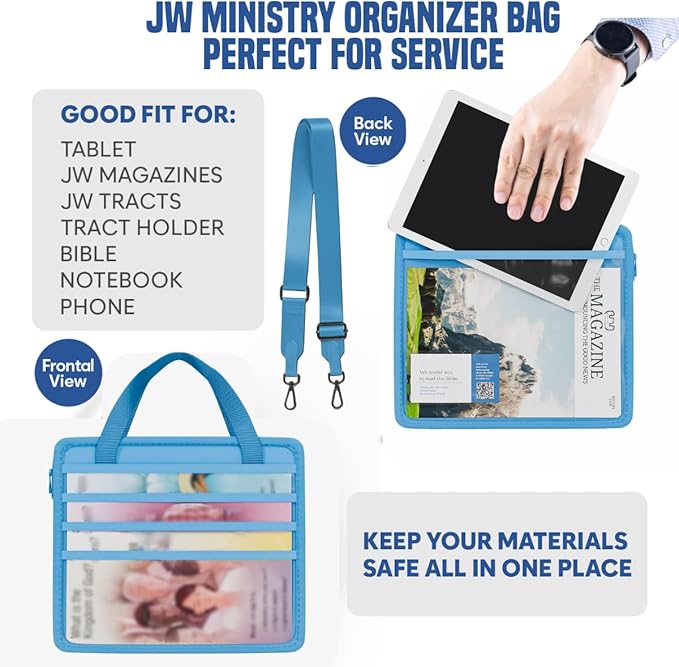 JW Magazine and Tract Holder, JW Field Service Supplies, Jehovah Witness Ministry Supplies, jw.org Accessories Gifts Ideas, Ministry Organizer for Pioneers, Best Life Ever Gifts Pioneer (Light Blue)
