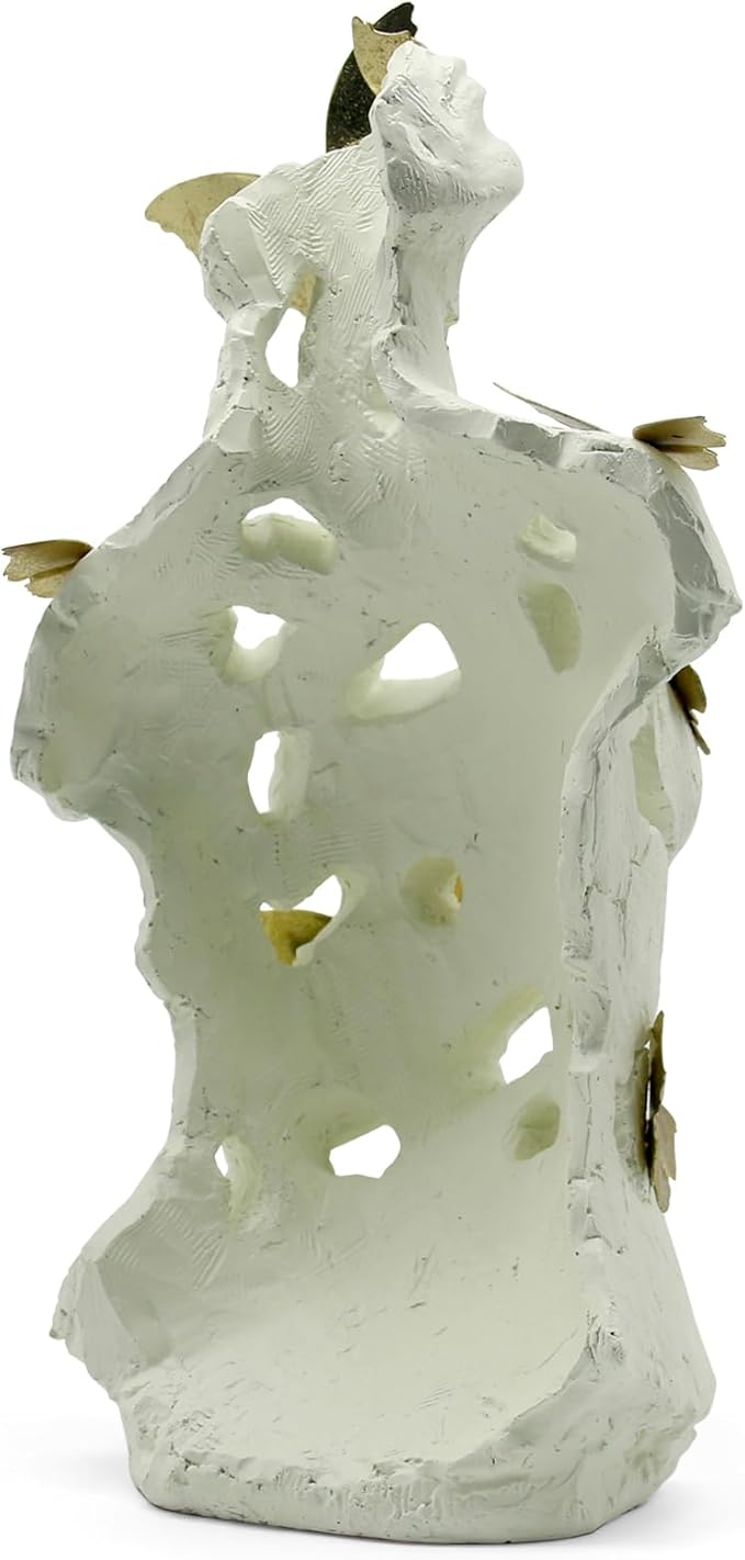 Lukitas Abstract Female Bust with Butterflies Sculpture, Aphrodite Statue, Body Figurine Art Decor, Beauty of Defects, Greek Goddess Bust Ornament for Office Living Room Desk Shelf, Beige, Resin 16"