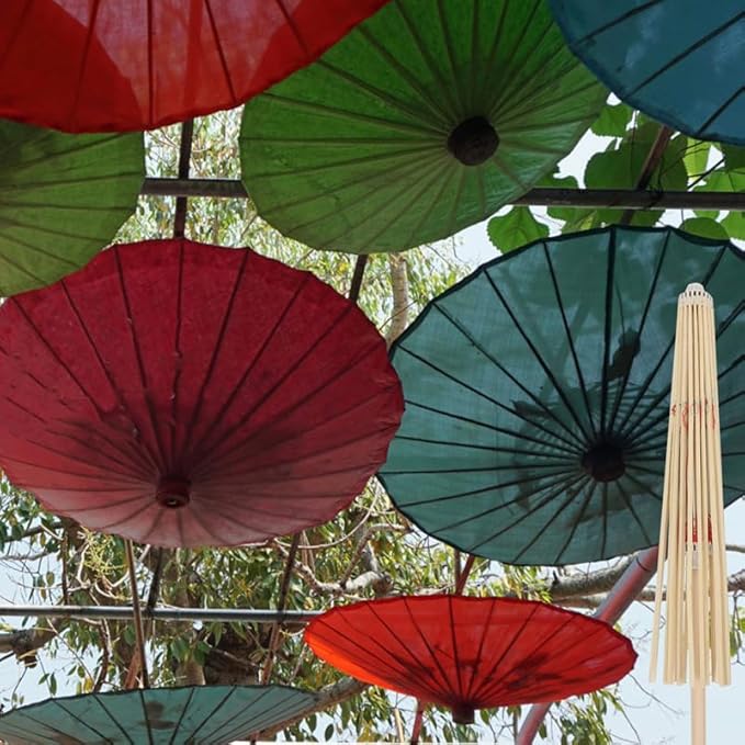 MAGICLULU 2Pcs Creative Oiled Paper Umbrella Stands Skeleton for Paper Umbrella Projects for Home Decoration and Photo Props Craftsmanship with Lines