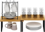 Furinno RAVEL Kitchen Countertop Organizer Set of 2, Nesting Counter Shelves, Kitchen Storage, Expandable, Stackable, Spice Rack, for Kitchen, Pantry, Coffee Bar, Beech