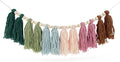 Rainbow Boho Tassel Wall Hanging with Wood Beads - Colorful Pastel Tassel Garland for Kids Room, Classroom, Bedroom, Nursery Home Decoration