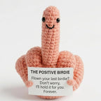 Middle Finger Crochet Doll, Funny Flip the Bird Emotional Support Gift for Adults, Sarcastic Gag Gift for Coworkers Friends, Office Desk Decor