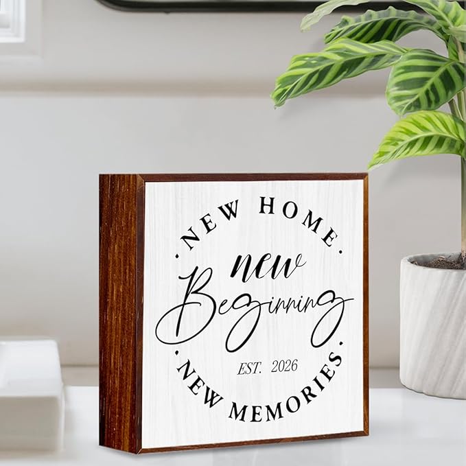 Home Sweet Home Sign 2026 Housewarming Gifts Housewarming Party Decorations Wooden Box Sign Plaque for Living Room Bathroom Bedroom Shelf Desk Decor