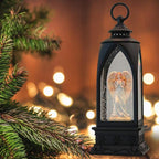 Eldnacele 12” Christmas Snow Globe Lantern Angel with Music & Timer, USB Lined/Battery Operated Lighted Water Glittering Nativity Lantern for Christmas Festival Centerpiece Decoration Gifts – Angel